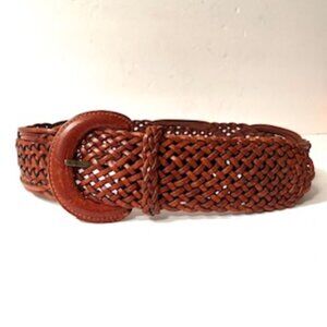 Express Women’s  Brown Woven Wide Leather Belt 93140 - M